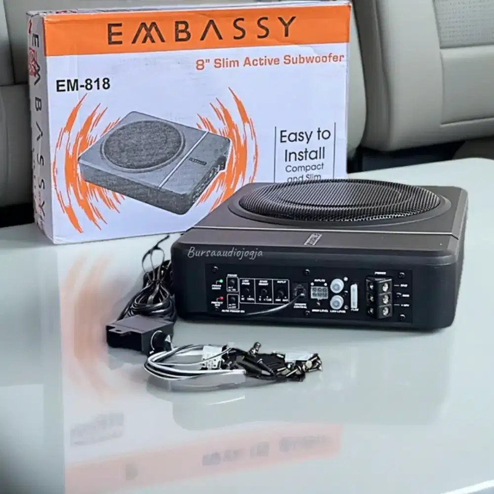 Ples pasang Subwoofer kolong aktif 8 inch embassy + pasang