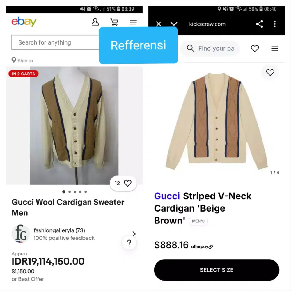 Auth gucci cardigan sweater