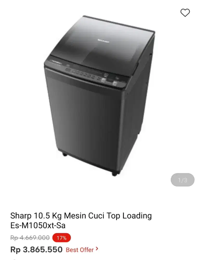 MESIN CUCI TOP LOADING SHARP 10.5KG