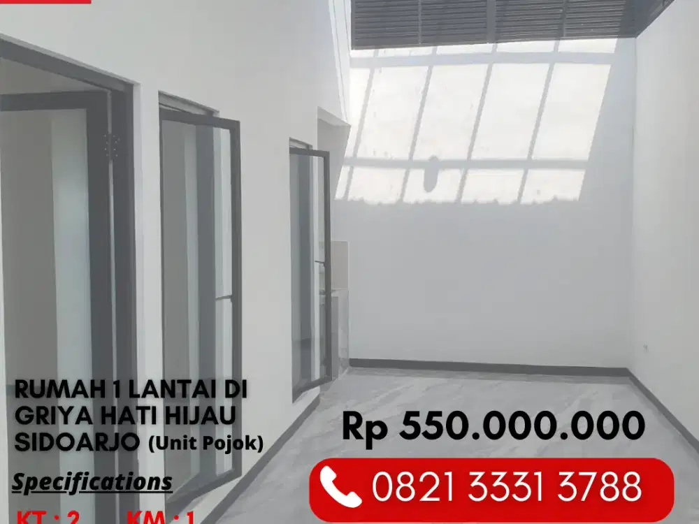 Rumah Baru 1 Lantai Murah di Griya Hati Hijau Candi Sidoarjo