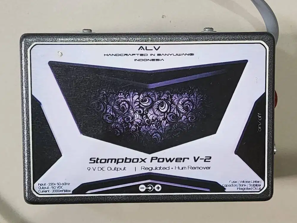 ALV Stompbox Power V-2 Adaptor efek DC 9 volt - Regulated + Hum Remov