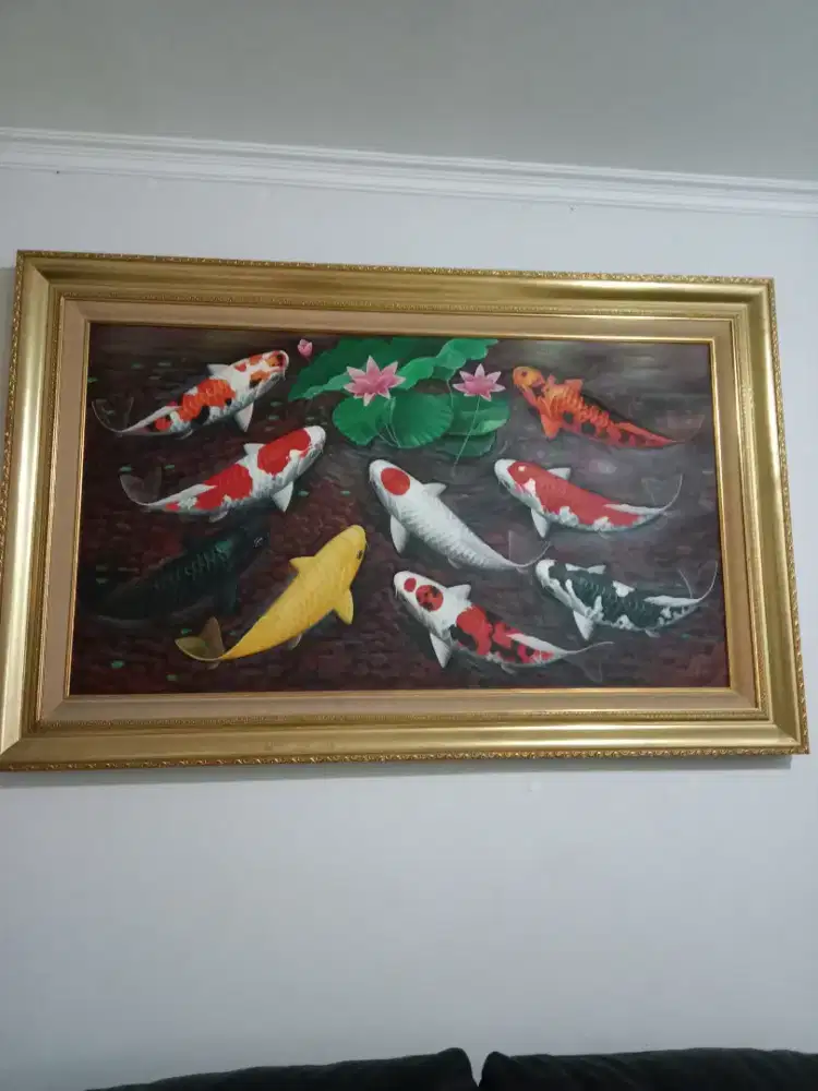 Di jual lukisan ikan koi asli