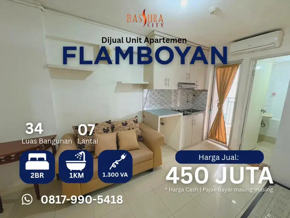 Jual 2BR lantai rendah furnished apartemen Bassura City tower Flamboyan call Maula