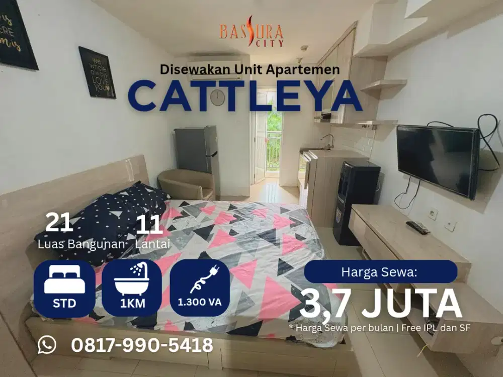 Sewa Studio Furnished atas mall apartemen Bassura City tower Cattleya call Maula