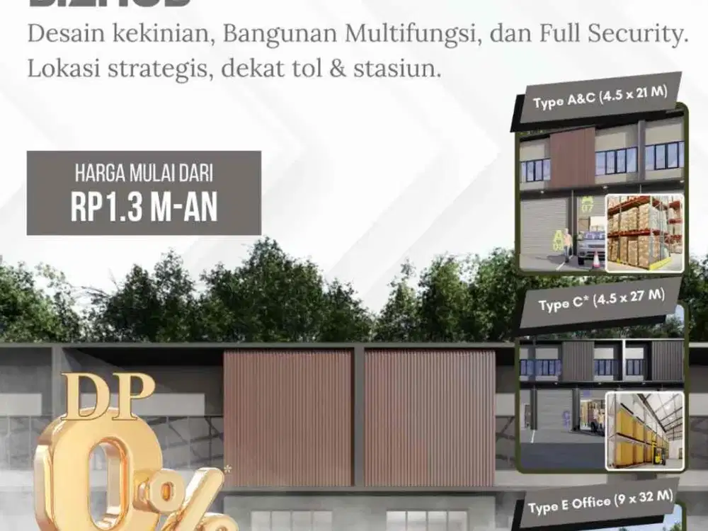 DiJual Ruko multiguna, gudang, showroom, kantor, dll. BiZHuB Riverdale Booking now Harga promo