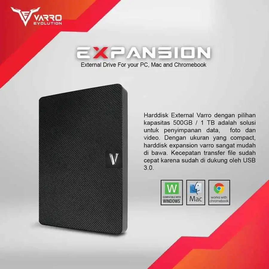 Varro Expansion 1TB USB 3.0 Portable External HDD Harddisk