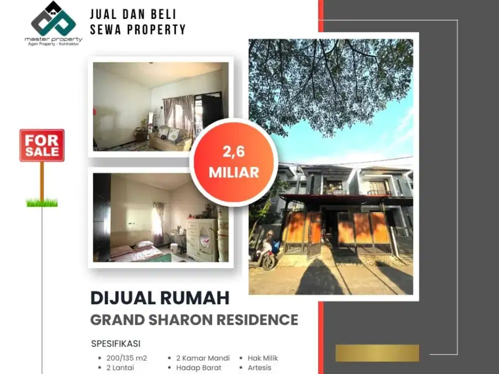 Rumah kokoh 2 lantai di Grand Sharon Residence, Bandung