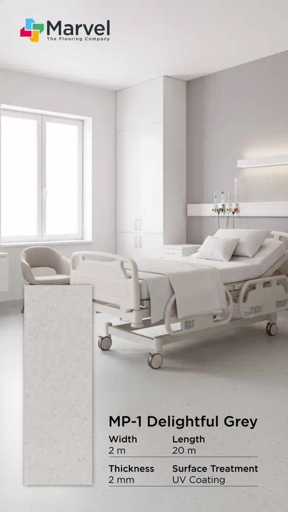 Medipure Vinyl Roll Lantai Rumah Sakit Series Homogeneous Tebal 2mm