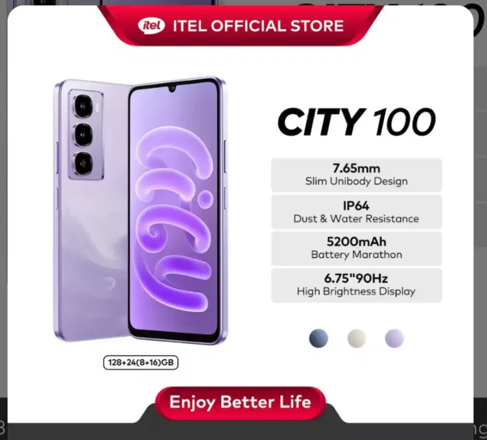 Murah hp new itel city 100 ram 8+16/256 grs resmi, bs TT