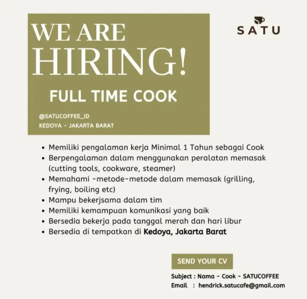 Dibutuhkan Kitchen Crew