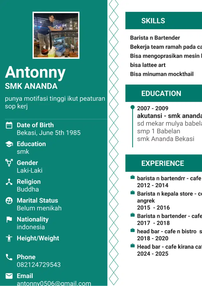 cari pekerjaan barista n bartender fnb