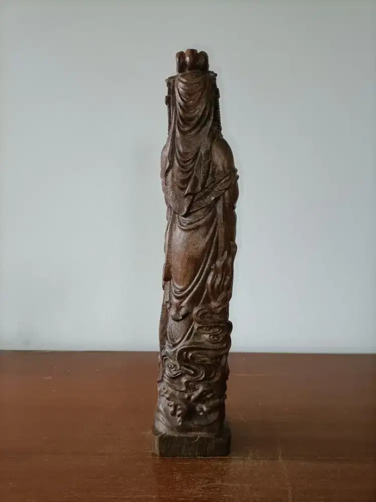 Guan Yin Vintage Wood Carved Kayu Pajangan Antik
