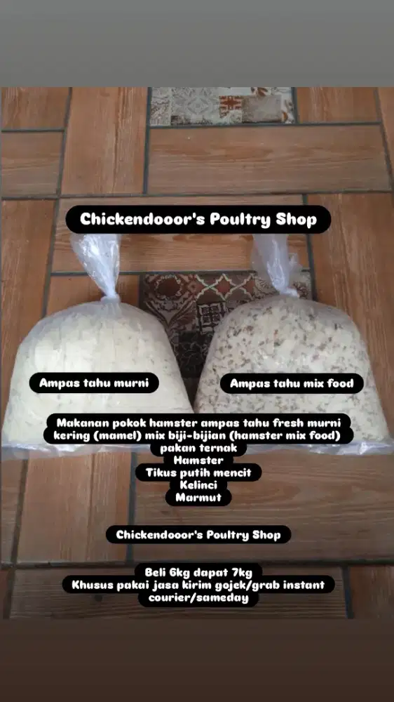 AMPAS TAHU MURNI KERING (MAMEL) DAN AMPAS TAHU CAMPURAN MIX FOOD 1KG