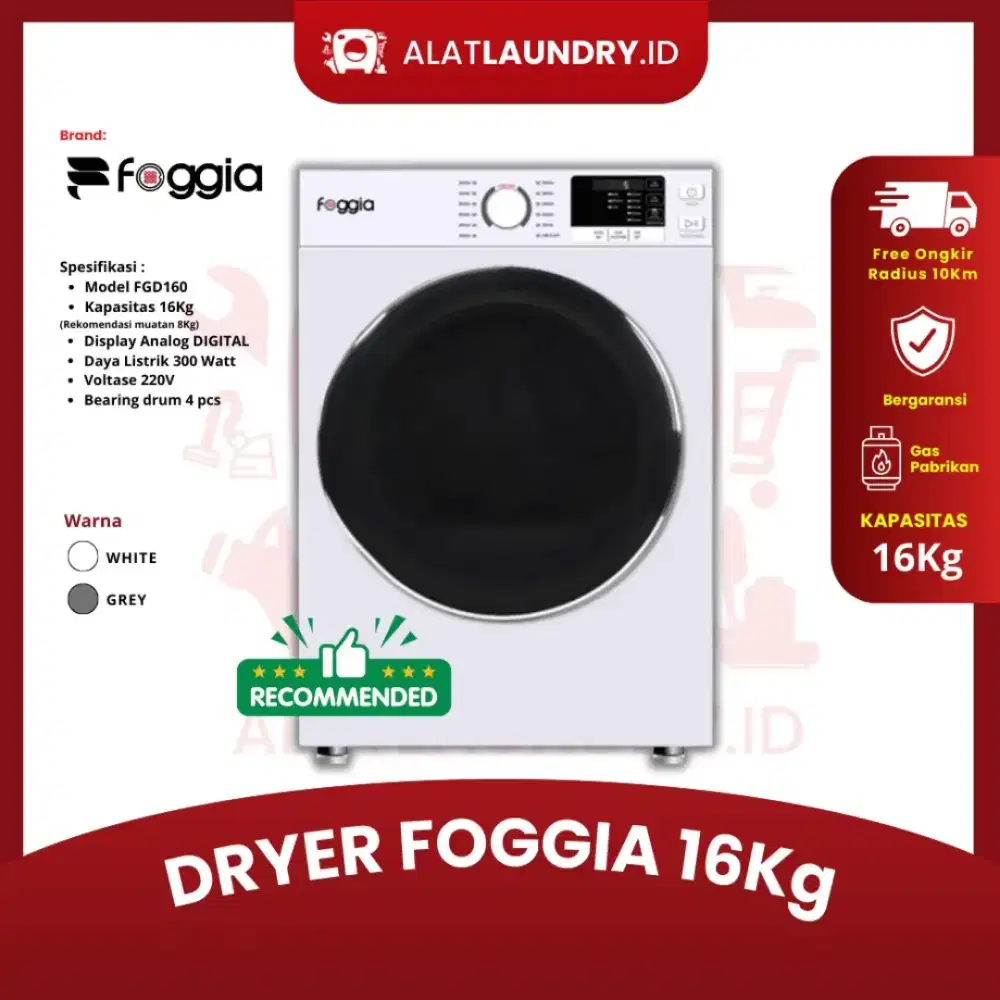 Dryer FOGGIA 16 Kg (Kapasitas Besar) - GAS PABRIKAN