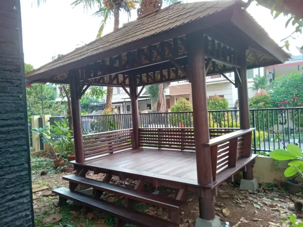 Gazebo Kayu Kelapa / Jual Saung Gazebo Murah / Saung Gazebo Siap Rakit