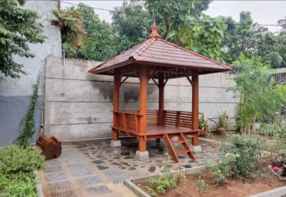 Gazebo Kayu Kelapa / Jual Saung Gazebo Murah / Saung Gazebo Siap Rakit