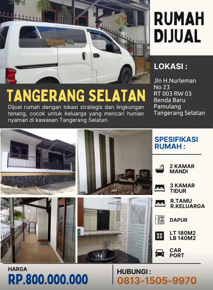 Rumah Disewakan 27JT - Rumah Dijual 800JT