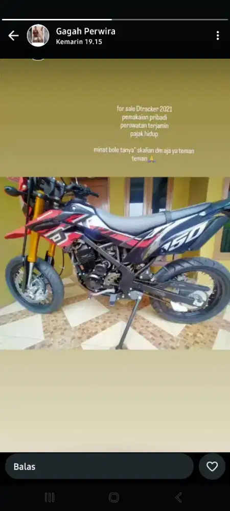 JUAL KAWASAKI DTRACKER 2021 AKHIR HITAM STRIPPING MERAH
