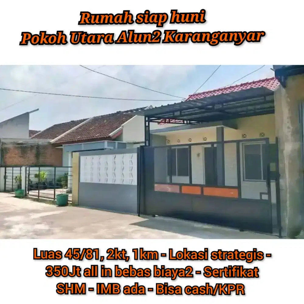 Rumah Siap Huni Utara Alun2 Karanganyar