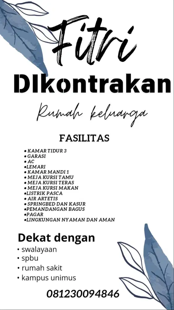Dikontrakan Rumah Beserta Perabotnya Di Kedungmundu Semarang.