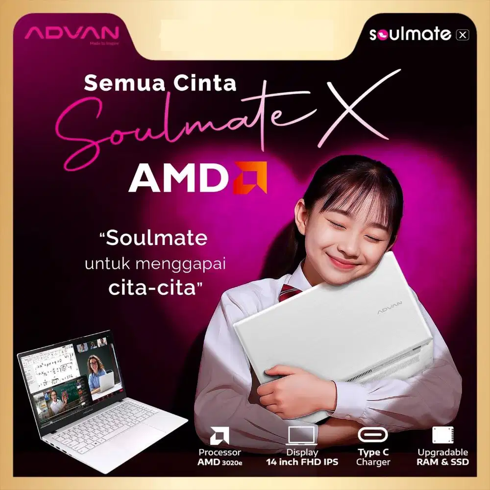 ADVAN Soulmate X 14” IPS FHD AMD 3020e 8GB/128GB Free Windows 11