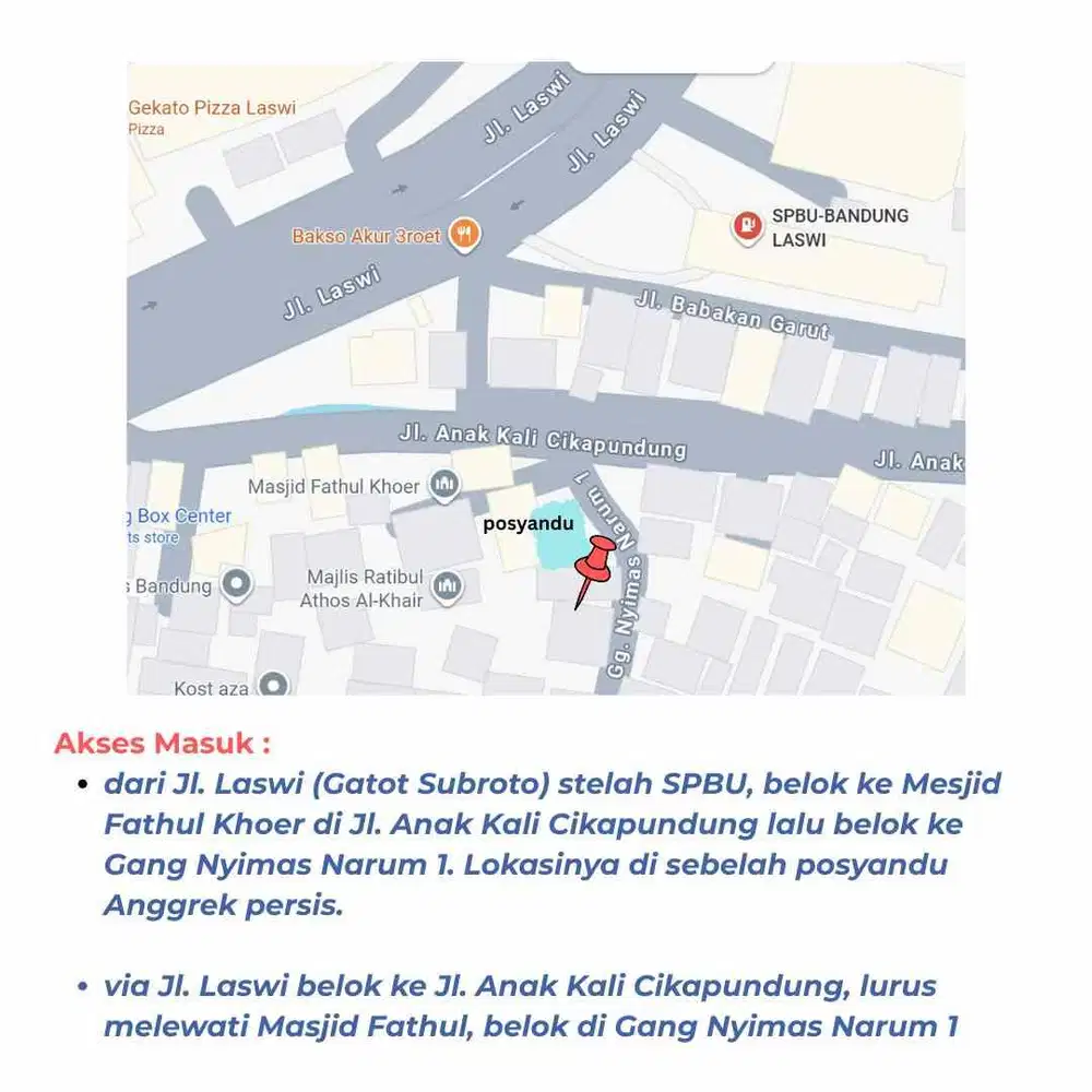 Dijual Tanah di Gang Nyimas Narum 1, dekat Jl. Laswi Bandung