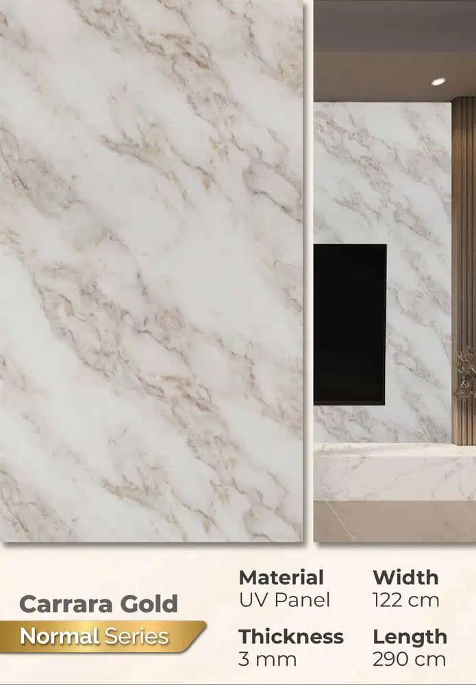 PVC UV Marmer Dekorasi Dinding Anti Air Anti Rayap Ukuran 122 x 244cm