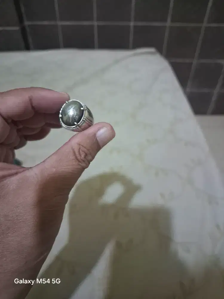 Natural star black safir perak.