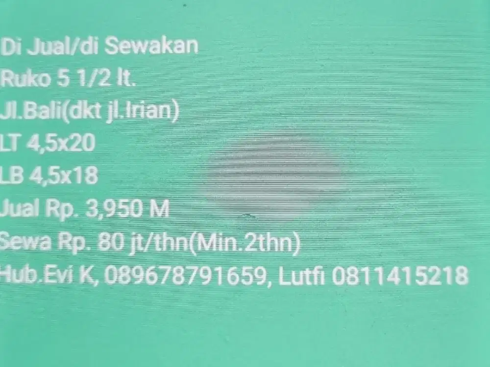 Dijual Ruko 5 lantai di tengah kota di Jl. Bali Makassar