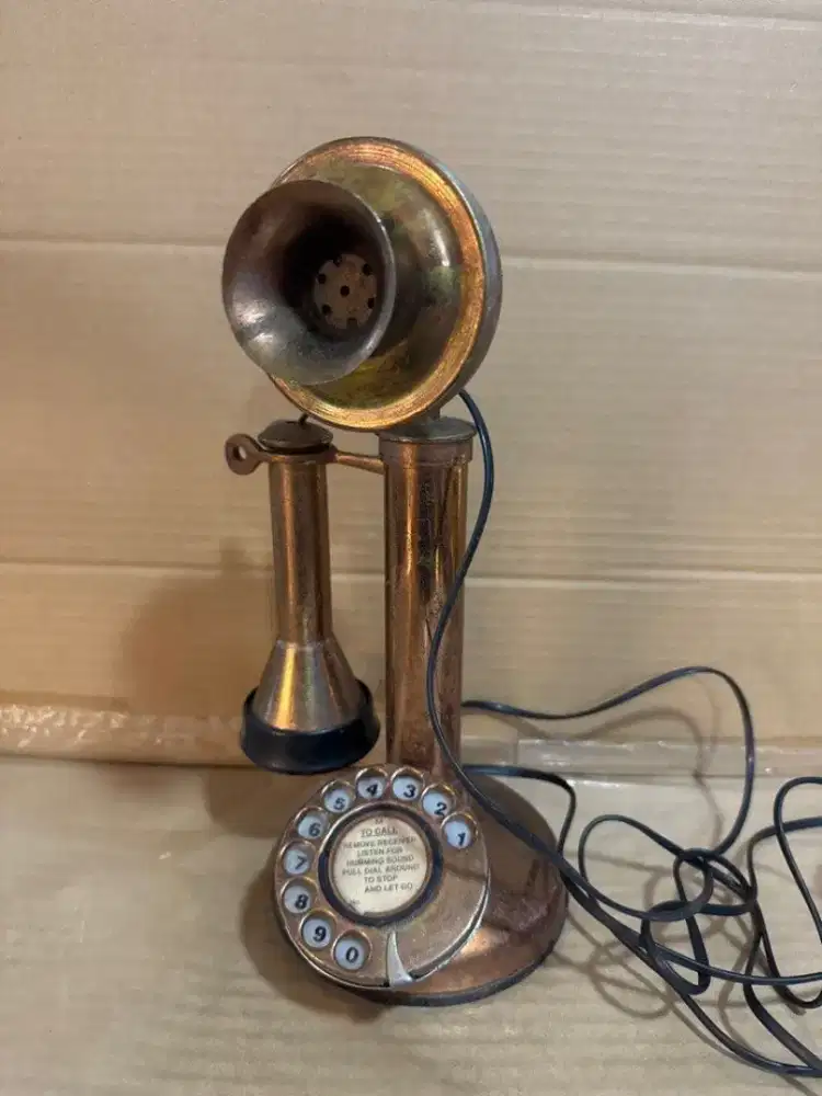 Rotary Dial Candlestick Brass Telephone Telefon Vintage Jadul Antik