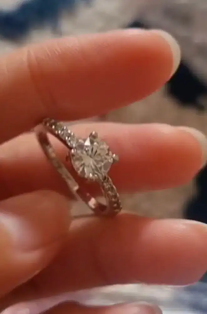 Cincin TITANIUM ORI lapos emas putih