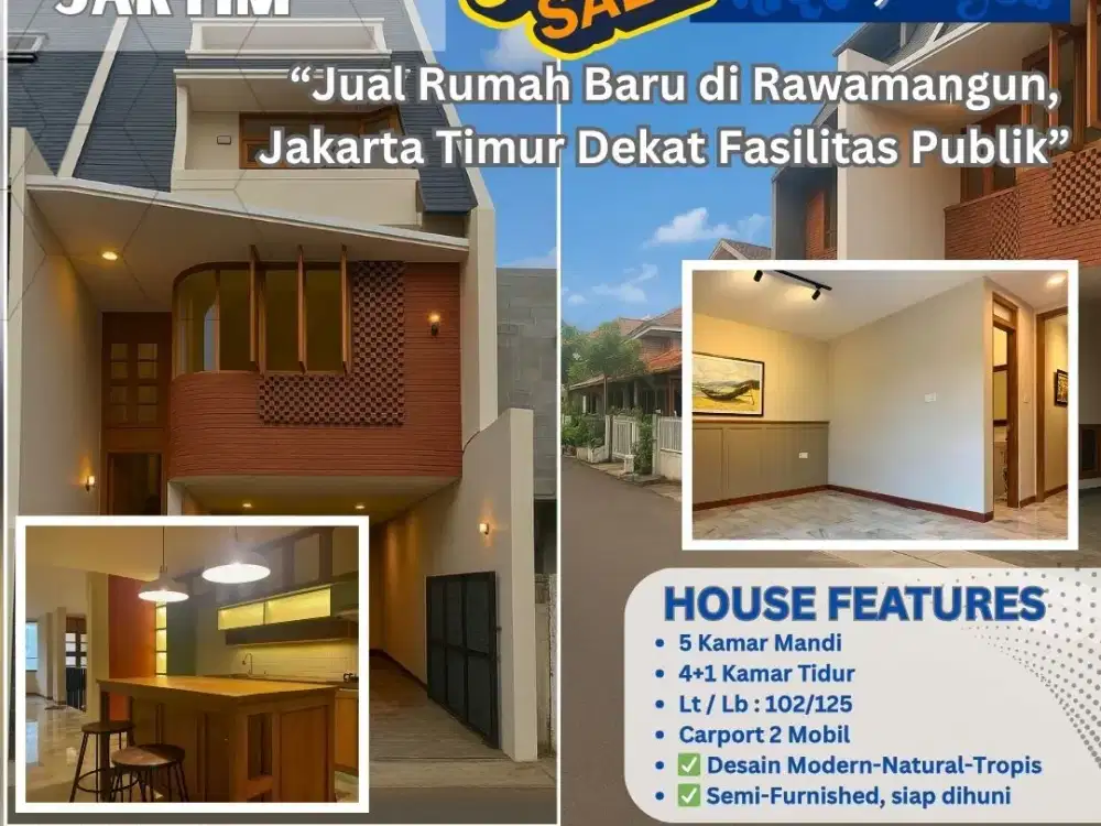 Jual Rumah Baru di Rawamangun, Jakarta Timur  Harga: Mulai 2,9 Miliar Lokasi Strategis, Dekat Fasilitas Publik FG06