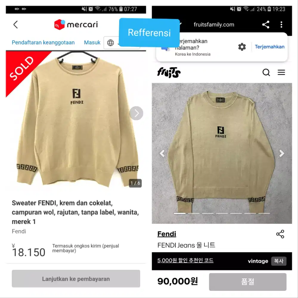 Auth fendi logo knit jumper