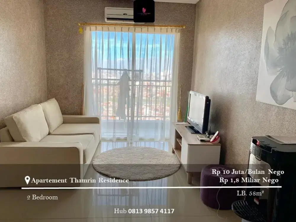 Dijual dan Disewakan Apartement Thamrin Residence High Floor 2BR Full Furnished