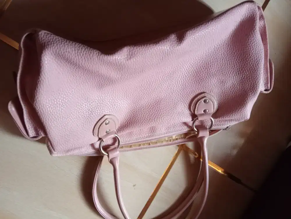 Tas kulit asli warna pink