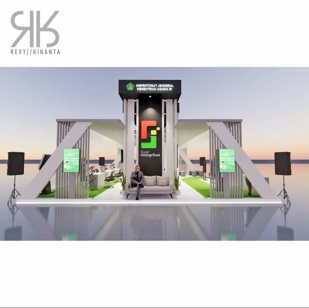 3D DESAIN+GAMBAR KERJA BOOTH EVENT, INTERIOR, EKSTERIOR