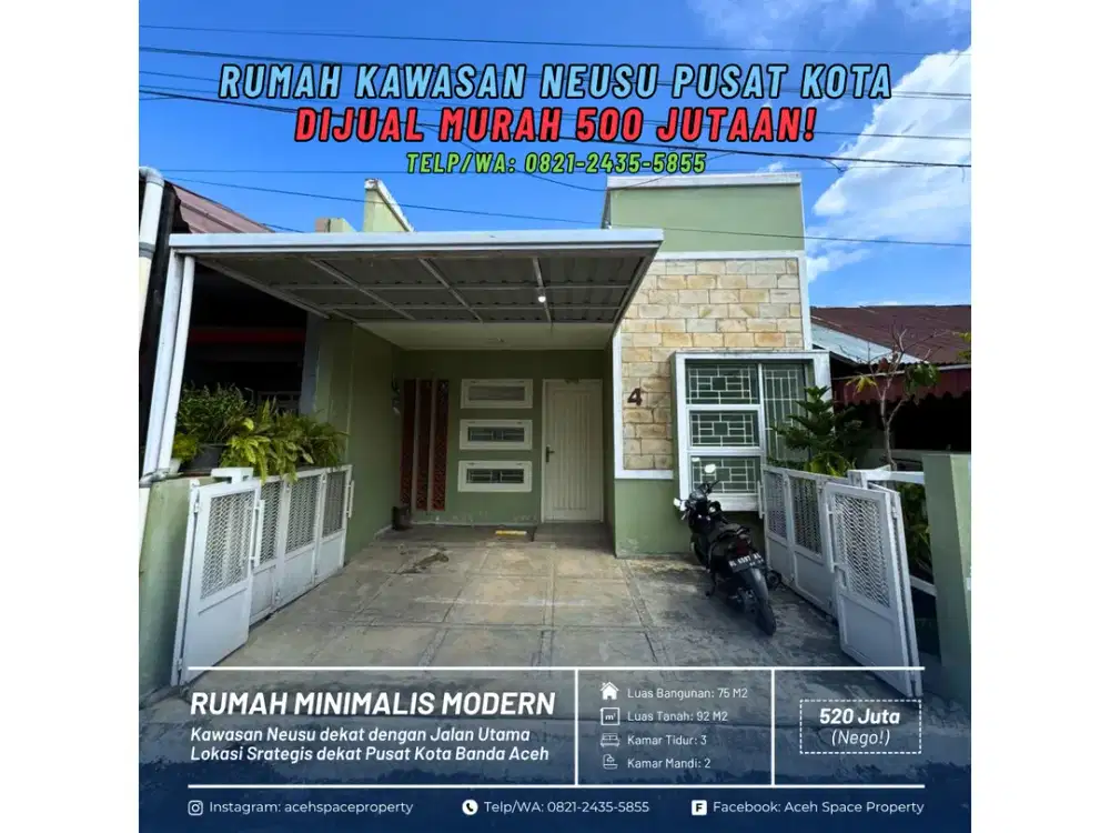 Dijual Rumah Cantik di Neusu - Hanya 200 Meter ke Jalan Raya Neusu!