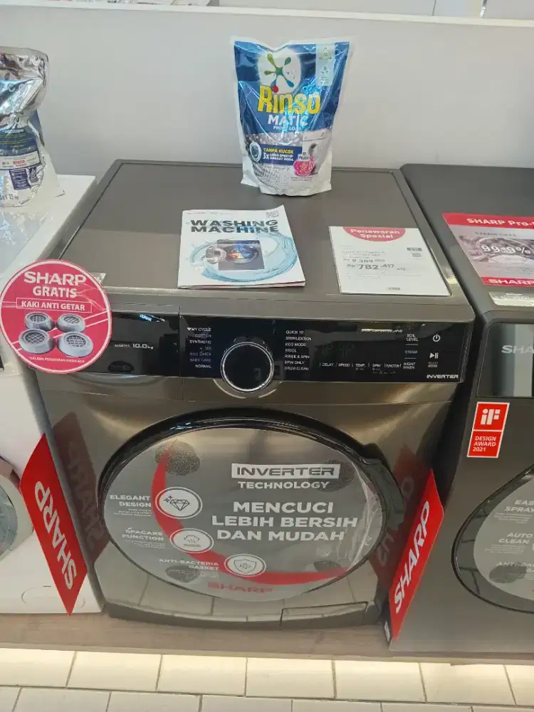 Mesin cuci front loading sharp