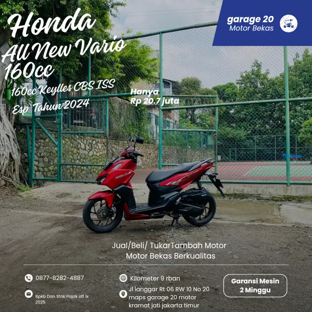 Honda Vario 160cc Keylles CBS ISS Pgm_Fi Tahun 2024 Pajak Off