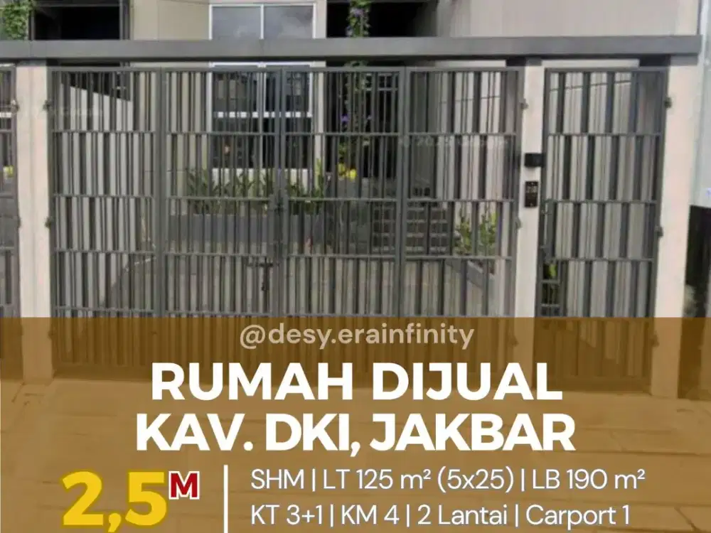 Dijual Rumah di Kav. DKI, Jakarta Barat