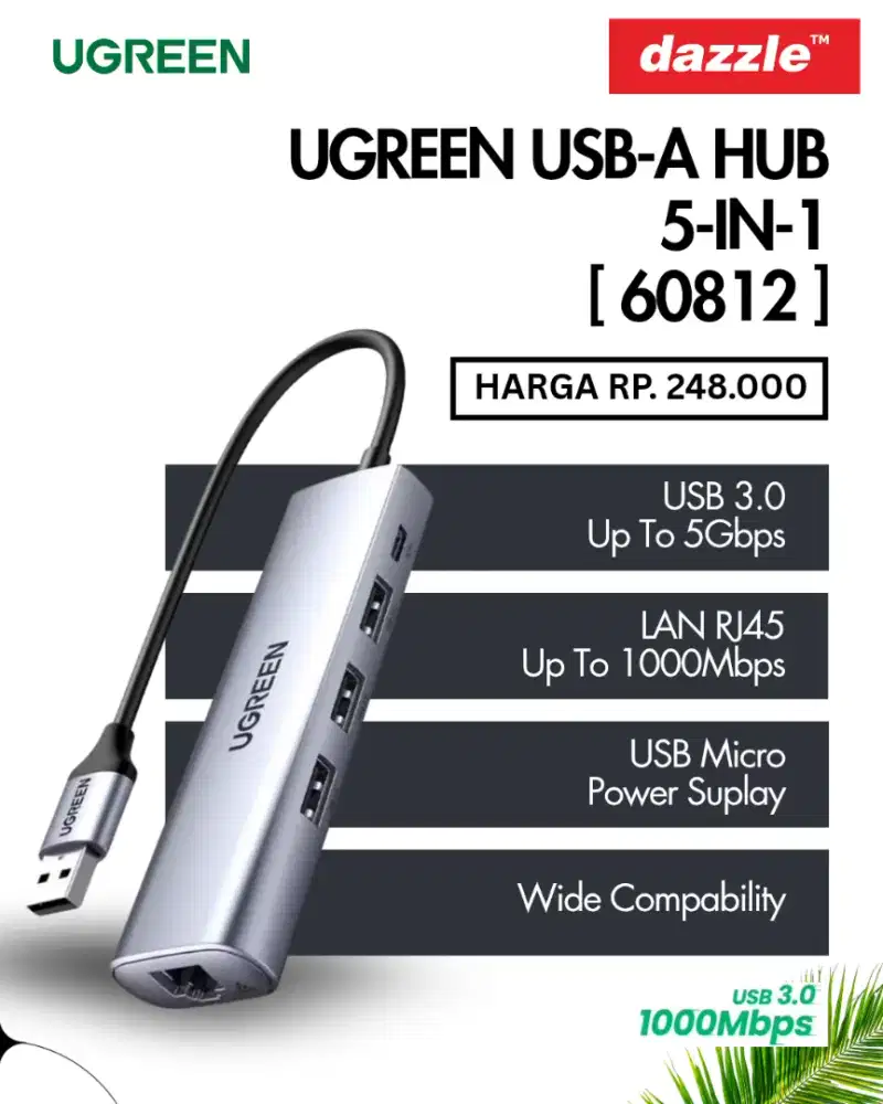 UGREEN USB A HUB 5-IN-1 (60812)
