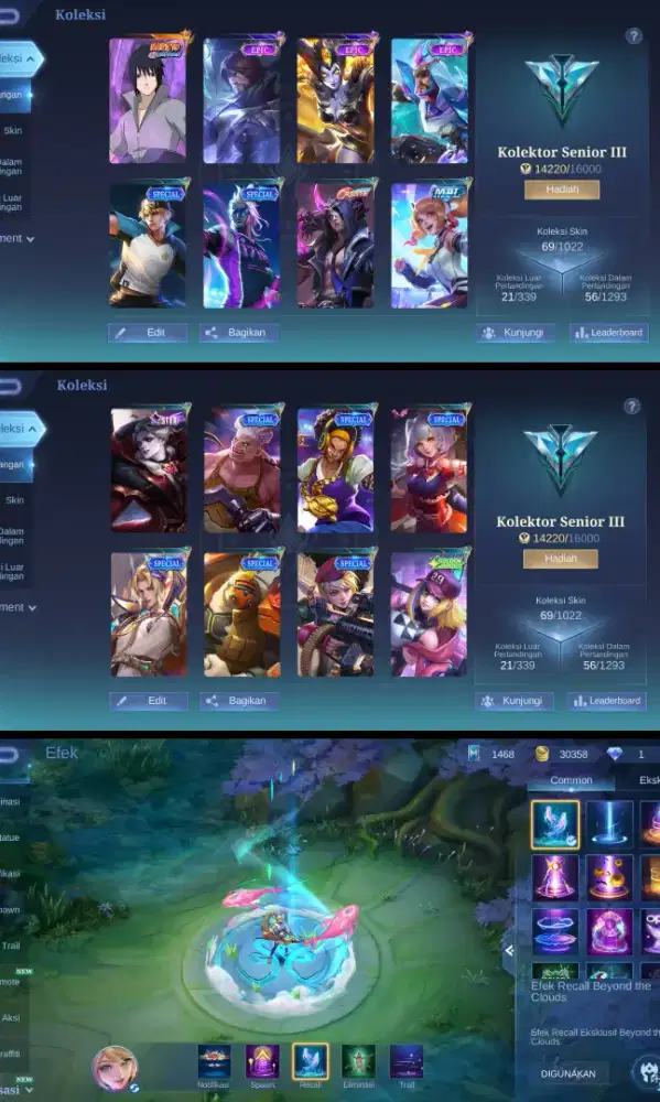 Jual akun ml murah meriah skin 69 lansung inbox