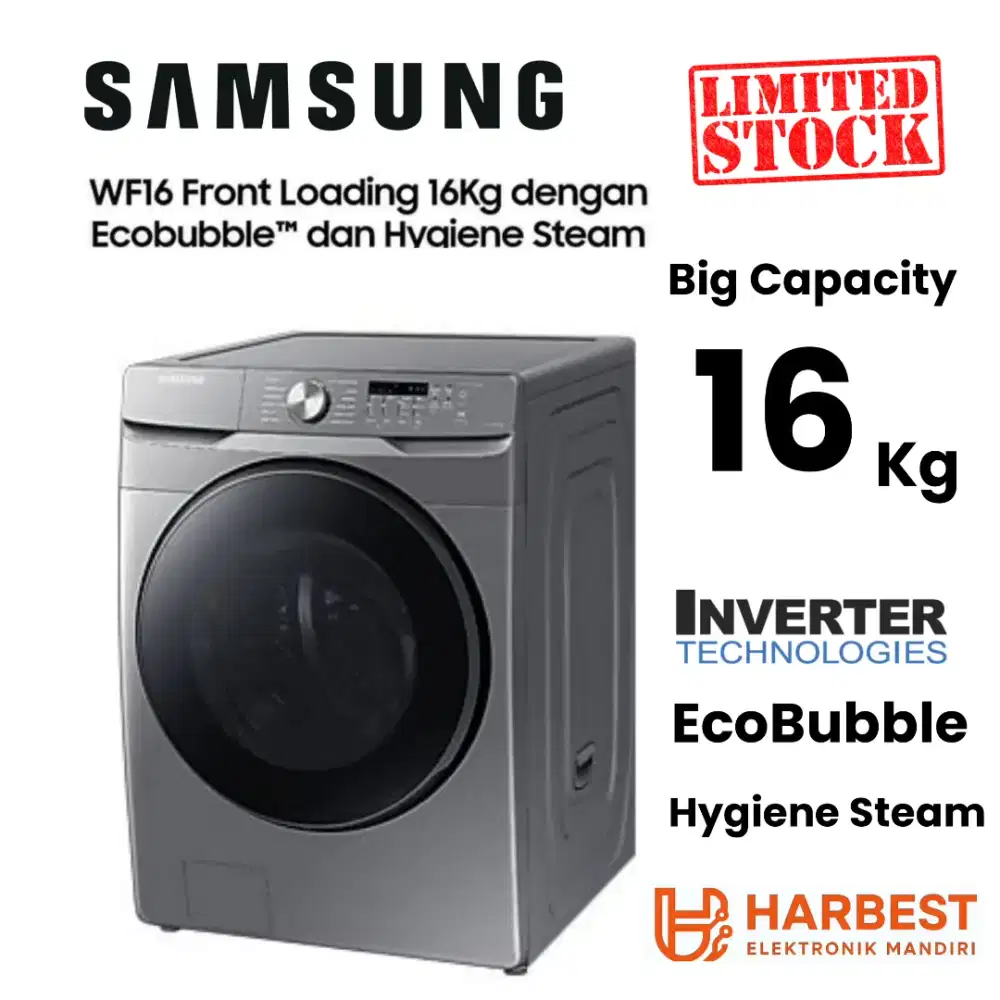 SAMSUNG Front Loading 16 Kg INVERTER WF-16T6000PG EcoBubble & Steam