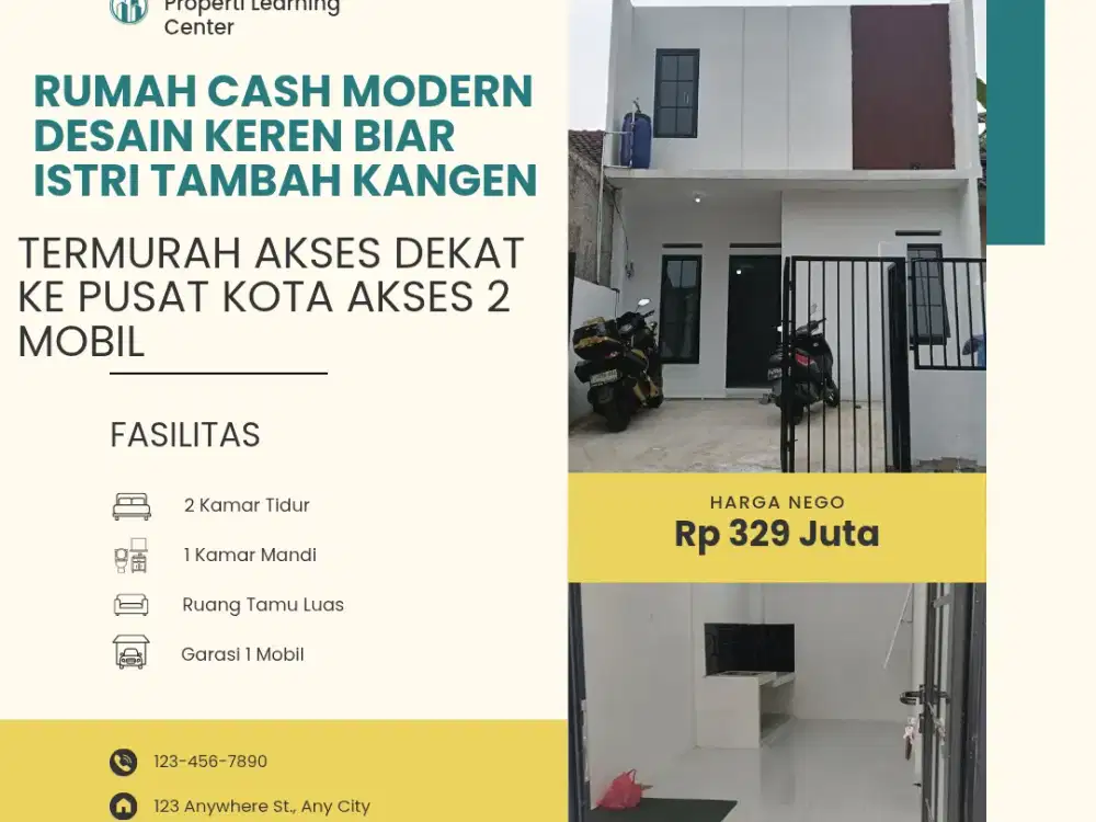 rumah strategis, Desain Moderen Untuk Istri yang Manis Akses 2 Mobil Harga Labil