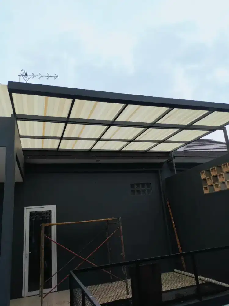 kanopi alderon semi transparan rangka besi hollow galvanis