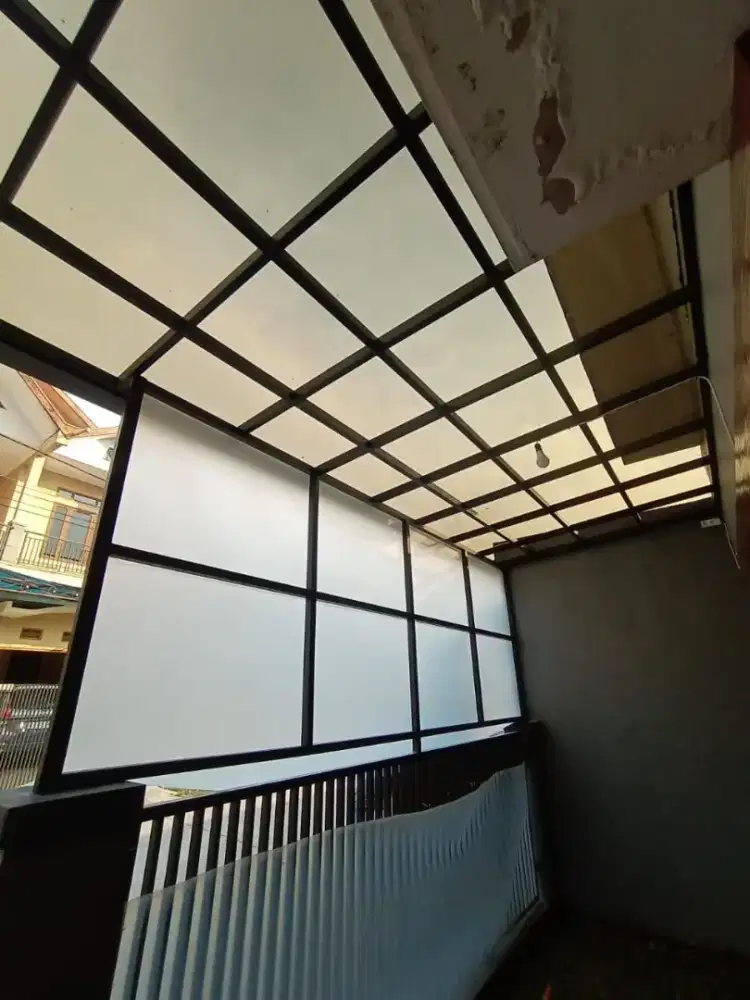 kanopi solarflat rangka besi hollow galvanis