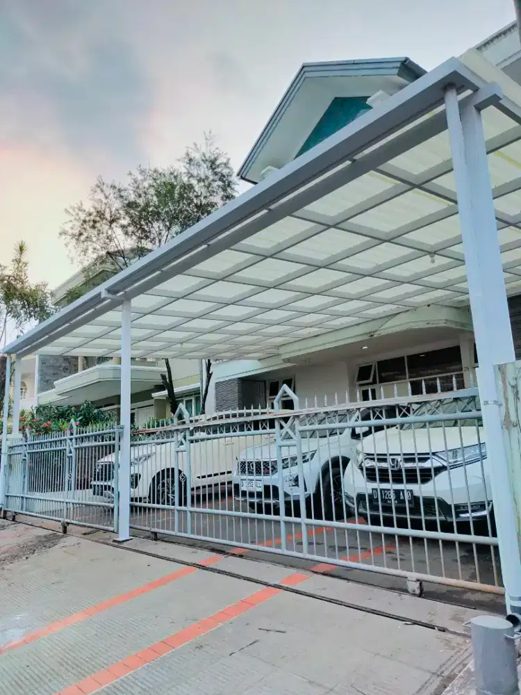 kanopi alderon semi transparan rangka besi hollow galvanis