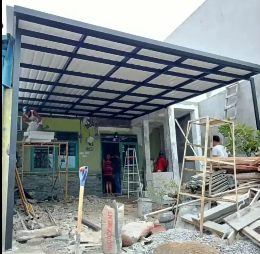 kanopi alderon rangka besi hollow galvanis