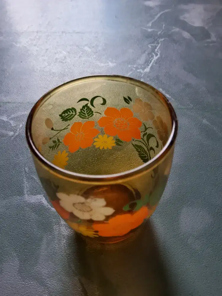 Gelas Jadul Motif Bunga