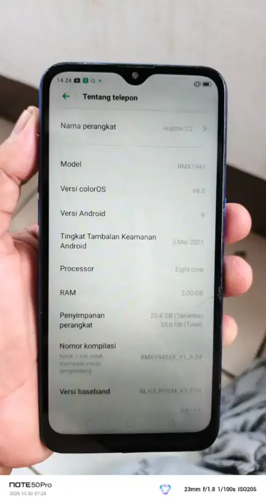 Relmi c2.   2/32 mnus retak dkit normal smua